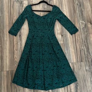 MissMay Cocktail Lace Midi Dress, XS, Dark Green